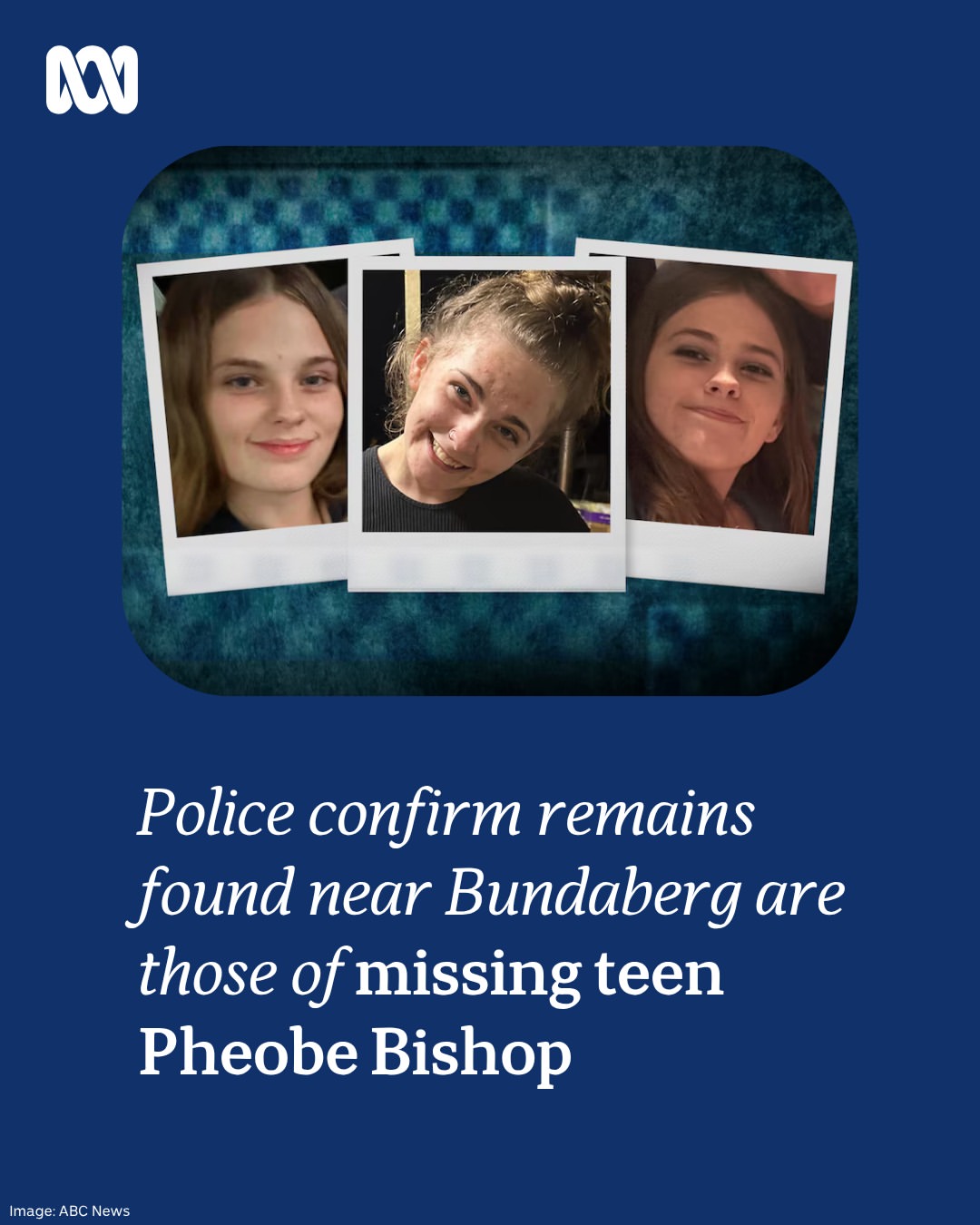Police have confirmed human remains found almost two weeks ago are those of missing Queensland teenager Pheobe Bishop. Her housemates, James Wood and Tanika Bromley, have since been charged with one c...