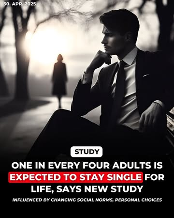 A recent study has found that one in every four adults is likely to remain single for life. This trend is becoming increasingly common across many parts of the world due to a variety of factors such a...